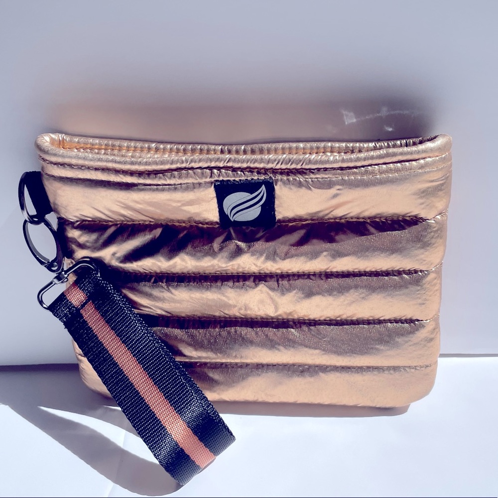 Think Royln Nylon Metallic Rose Gold Convertible Clutch/Wristlet